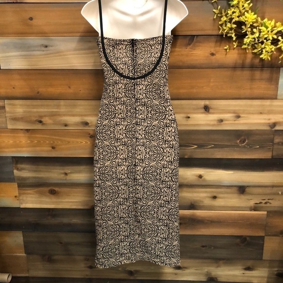 VINTAGE 90s bustier midi dress XS tattoo print mesh dress Fits XS Small - Picture 3 of 7
